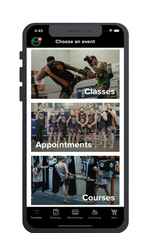 BMMT app events screen on a phone